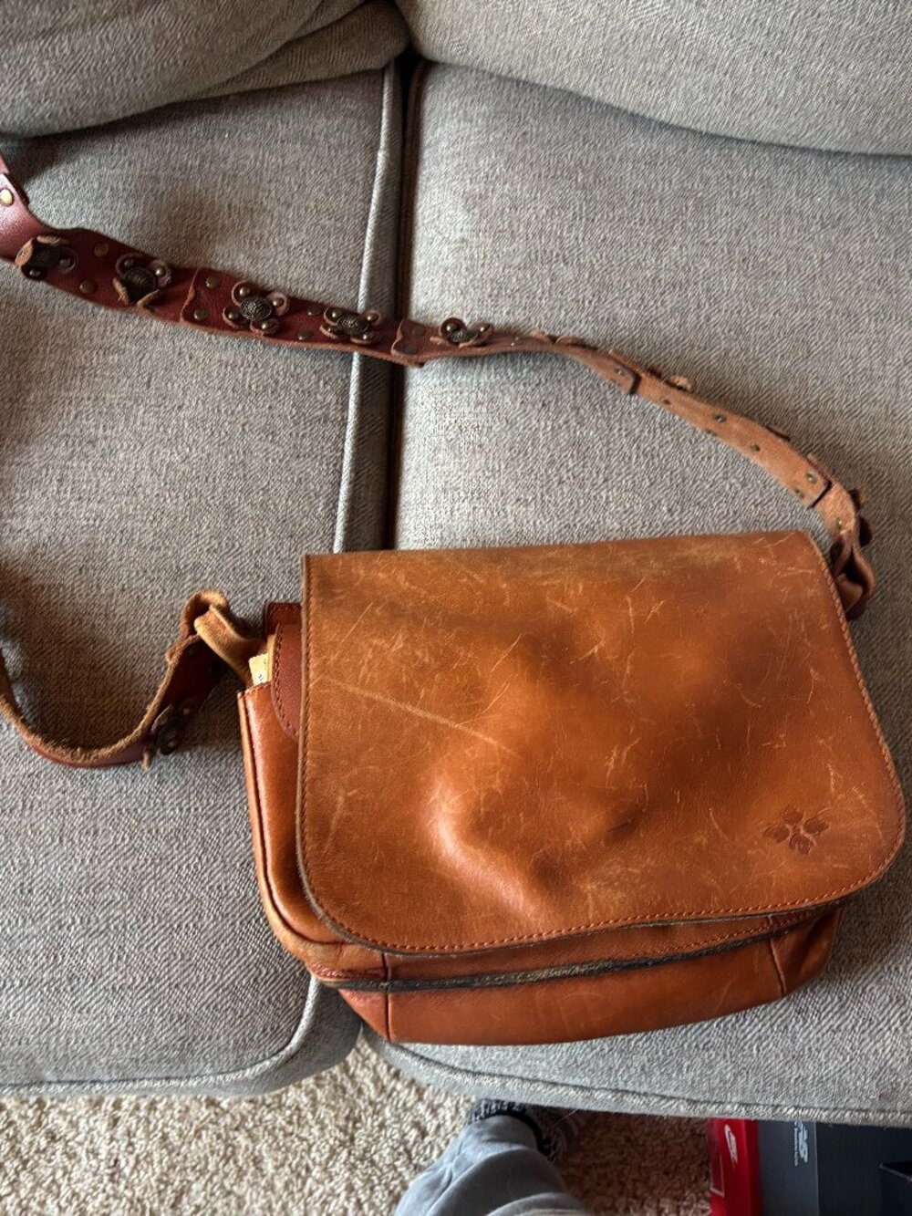 Patricia Nash brown leather over the shoulder/crossbody purse